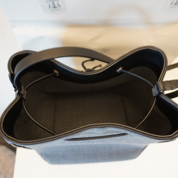 Brunello Cucinelli Duo Bucket Bag Gray Virgin Wool Monili New Tag $2,700 - Picture 10 of 15